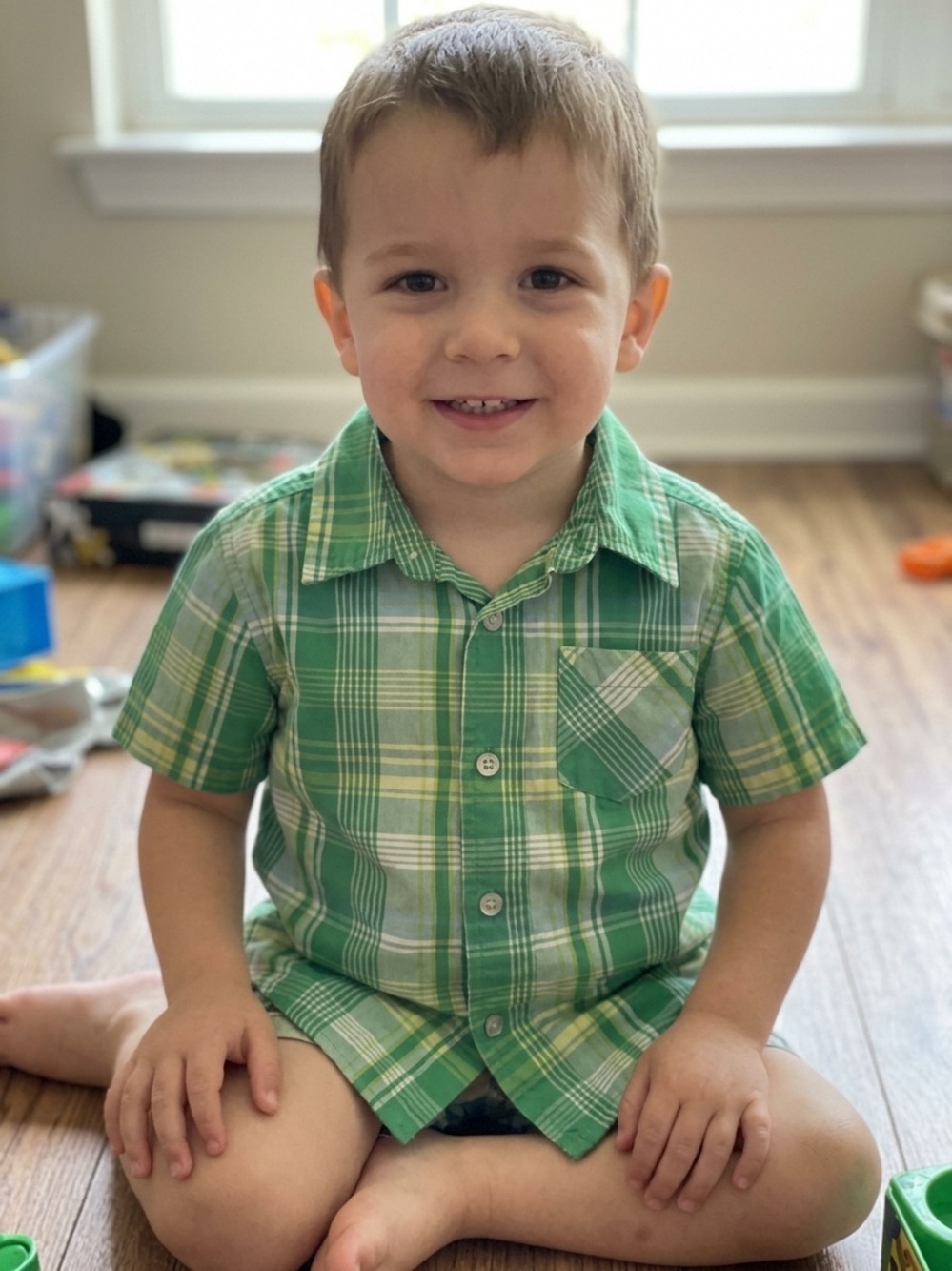 George Green Plaid Short-Sleeve Button Shirt